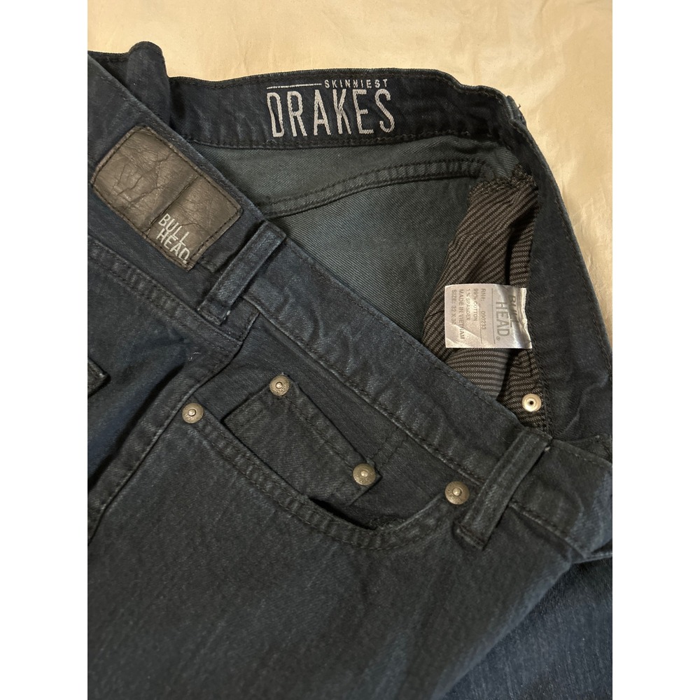 Bullhead Denim Drakes Skinniest Jeans Mens 32x30 Dark Wash Indigo Stretch #113 - Picture 2 of 8
